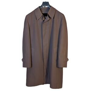 Vintage Gleneagles Brown Raincoat Faux Fur Lined Trench Coat Mens 40L
